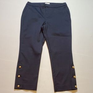 Charter Club Navy Cropped Pants with Gold Buttons